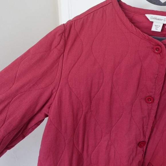 NWOT Coldwater Creek Red Quilted Cotton Buttondown Jacket M Petite - Picture 4 of 10